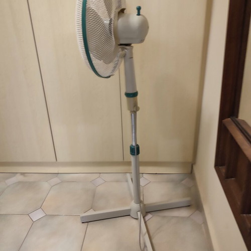 Rhonson fan used, white with green details