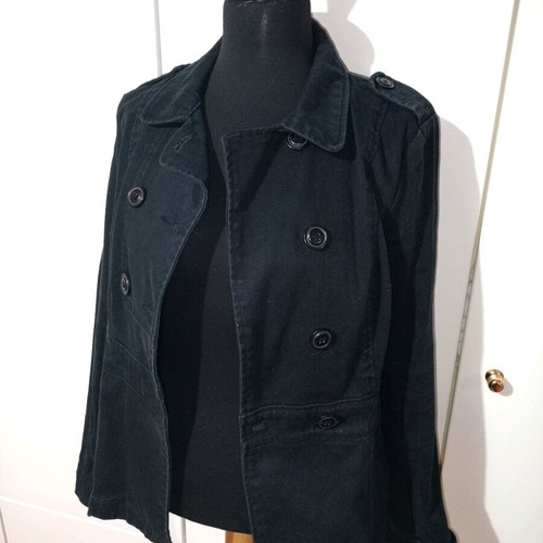 H&M Black denim jean jacket used, size M/S oversized