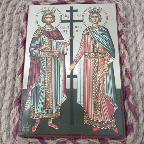 Collectible Mount Athos Icon 1991 Saint Constantine and Helen handmade