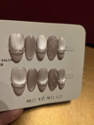 Handmade double layered acrylic cat eye press on nails