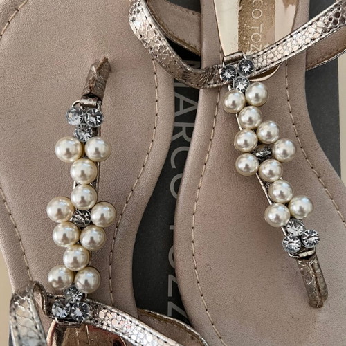 Marco Tozzi sandals new with pearls, leather, size 39