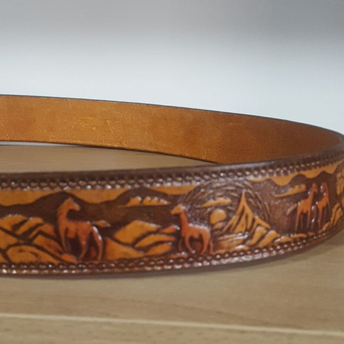 Just Brass INC Freeport New York vintage belt custom made, brown