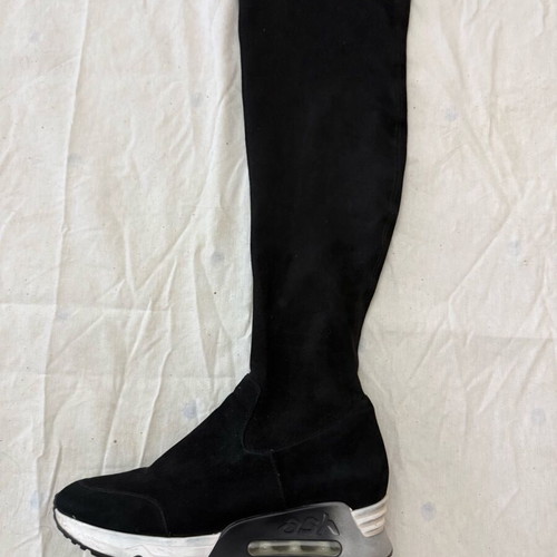 Ash black suede over-the-knee boots