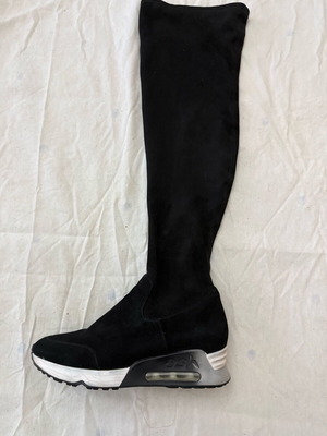 Ash black suede over-the-knee boots