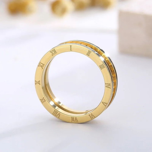 Steel ring new, gold black color, size 6