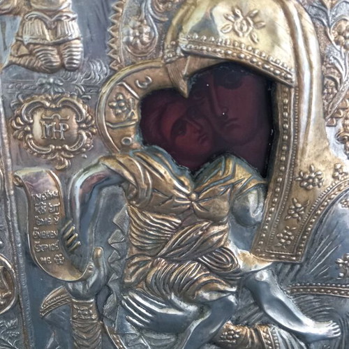 Axion Esti silver-gilded icon used 31x22.5cm