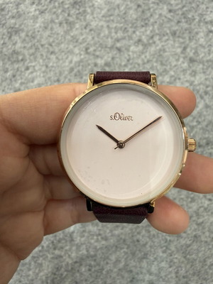 S.Oliver SO-3911-LQ women's watch, pink dial, leather strap
