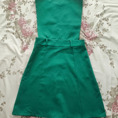Green dress with gold buttons, like new, size S/M, mini length
