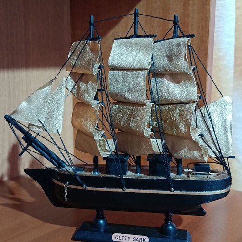 Cutty Sark decorative wooden ship used with gold sails