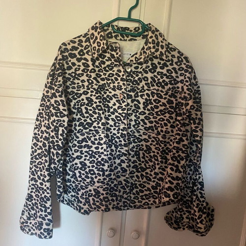 Zara women's leopard print jacket, black and white, size L