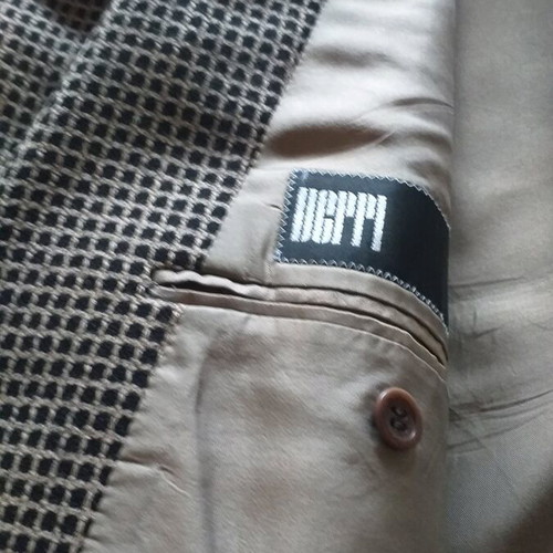 Men's checked wool jacket and olive brown trousers used