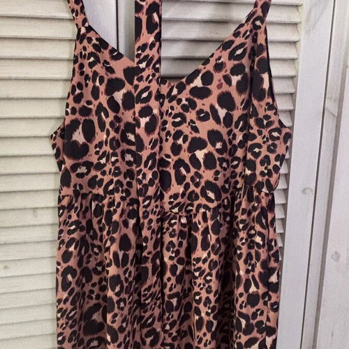 Karavan short leopard print dress with belt, size S/M