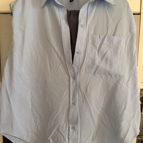 H&M Light Blue Oversized Shirt with Shoulder Pads, Like New