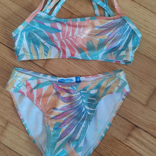 Girls' swimsuit, size 6 years, multicolour