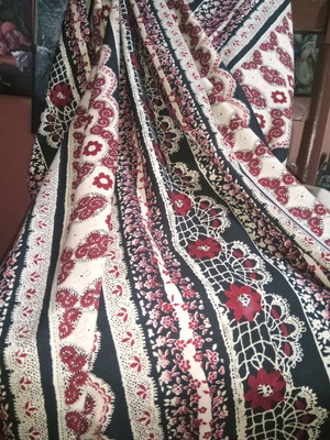 Double-width cotton-viscose fabric new with printed design, 2 pieces