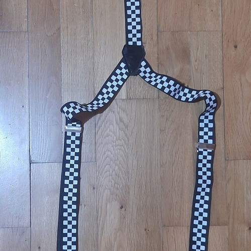 Black and white checkered suspenders like new, adjustable