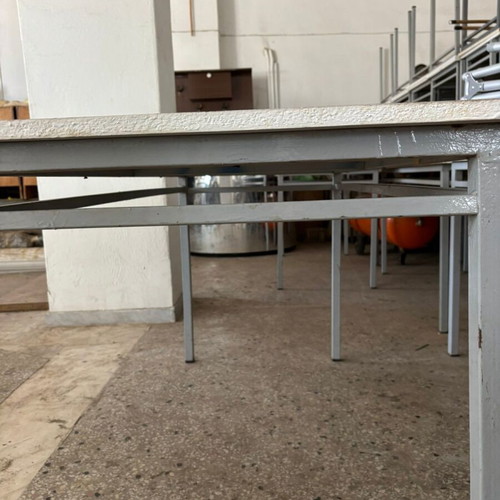 Professional tables used, pack of 70, metal base with wooden PVC top
