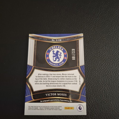 Panini Select Premier League Signatures Victor Moses Purple Prizm Auto /199