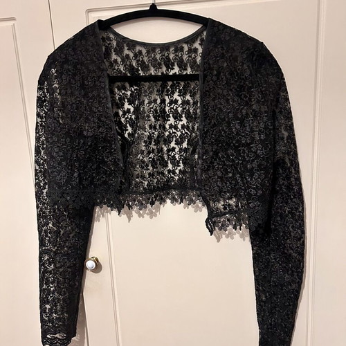 Lace bolero with transparency, one size, black
