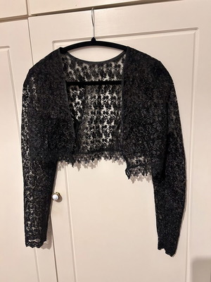 Lace bolero with transparency, one size, black