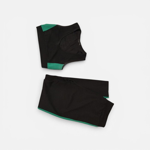 Sports Set leggings and top like new, black and green
