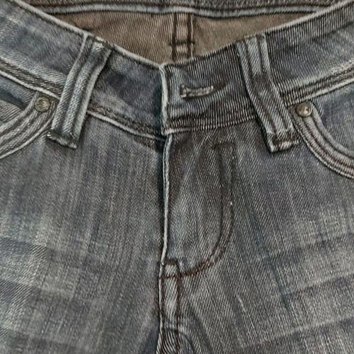 Jean elastic pants with rhinestones, size small, black-gray