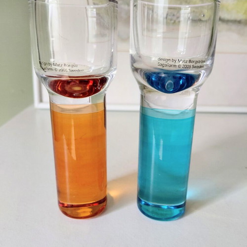 Sagaform Club snapsglazen shot glasses set of 2, blue and orange