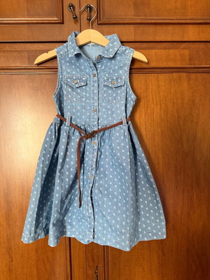 Moonstar children's denim dress like new, size 4 years with belt