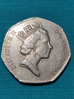 Fifty (50) pence coin England 1997 used