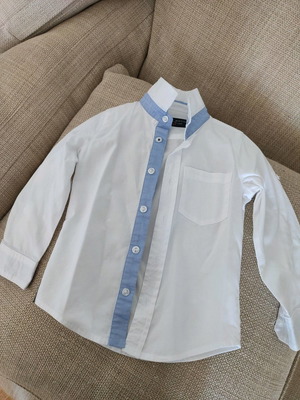 Lapin House πουκάμισο για αγόρι 18 μηνών λευκό με γαλάζια λεπτομέρεια