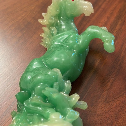 Green Faux Jade Horse like new, resin
