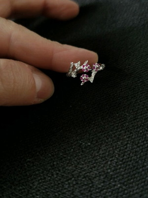 Silver ring branches with flowers new, one size