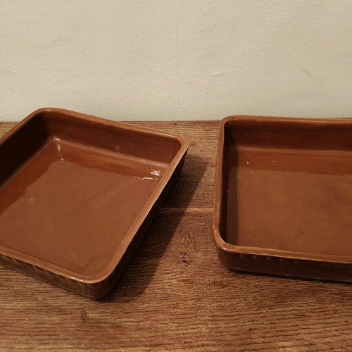 Set of 2 square ceramic dishes new 20x20 cm