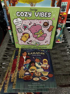 Cozy Vibes Coloring Book with 45 Handwritten Pages and Ramadan Mubarak Book