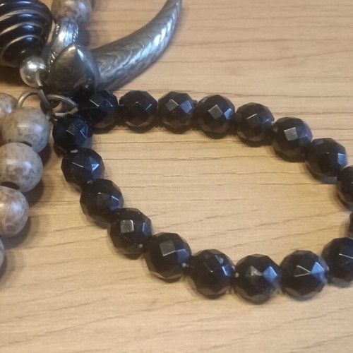 Triple handmade bracelet new, black and beige