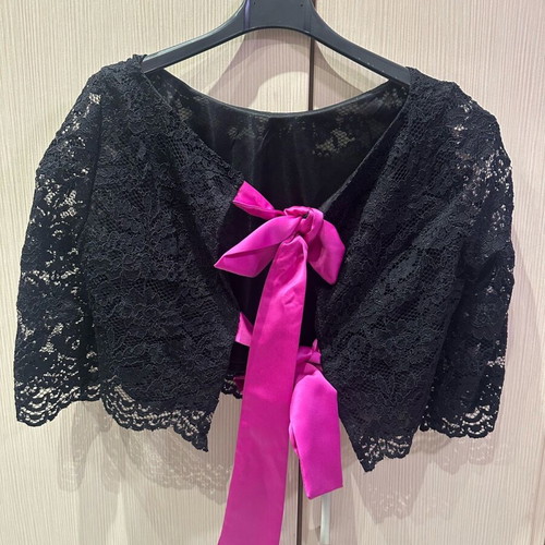 Charly evening set like new with lace crop top and satin skirt
