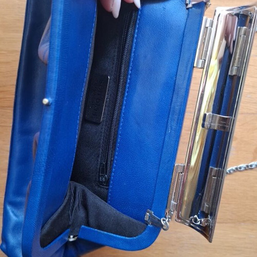 Blue electric shoulder bag new with hidden chain clutch