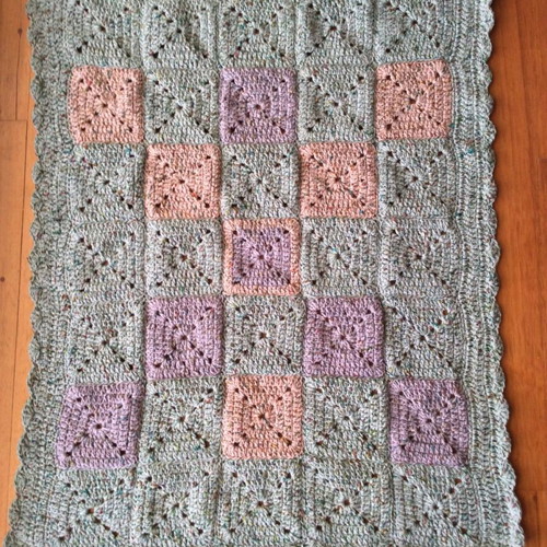 Bebe blanket small purple salmon green new 80x65cm