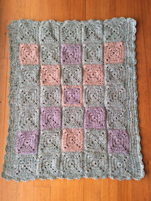 Bebe blanket small purple salmon green new 80x65cm