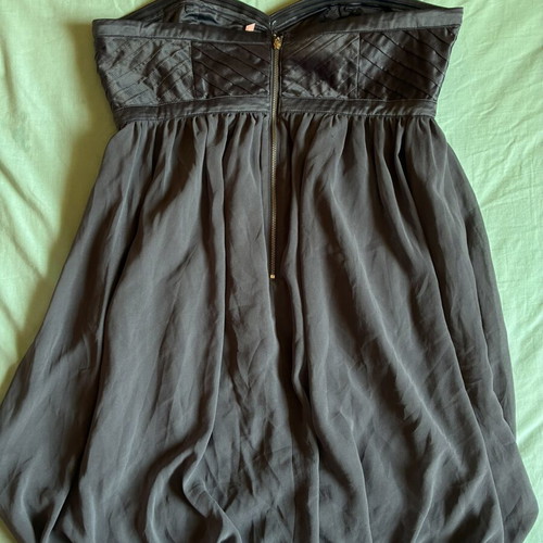 Lipsy London Strapless Charcoal Grey Beaded Mini Dress Size L Mint Condition