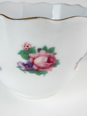 Meissen porcelain teacup used with hand-painted floral design