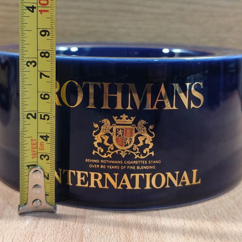 Rothmans International ceramic ashtray used, vintage advertising