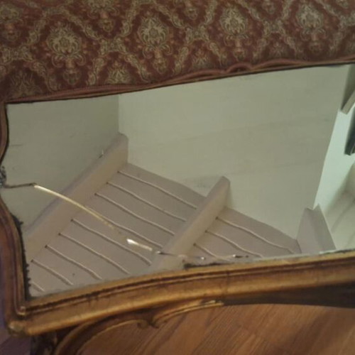 Living room set used with carved details and premium fabric