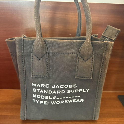 Marc Jacobs μικρή τσάντα tote μεταχειρισμένη, μαύρη καμβά με ασημένια εξαρτήματα