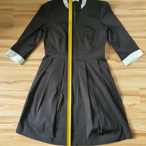 Axara Paris elegant black dress with white belt and pocket, like new, size L/XL