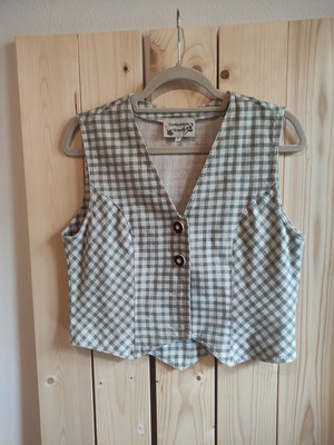 Landhausmode Grosche vintage linen checked vest size 40