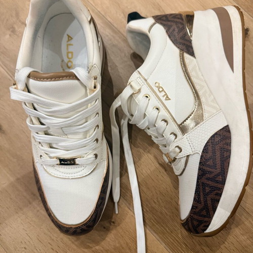 Aldo sneakers like new, 6 cm heel, size 39, white and beige