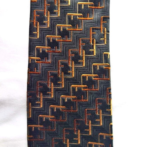 Fendi tie 100% silk new, brown with gold pattern