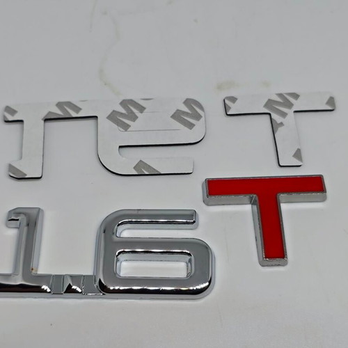Metal Turbo 1.6T Car Emblem chrome with red, like new