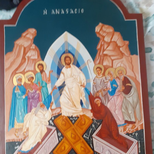 Byzantine icon new, egg tempera on wood with real gold leaf